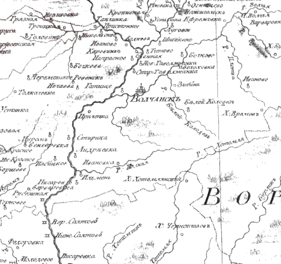 Карта Волчанского Уезда